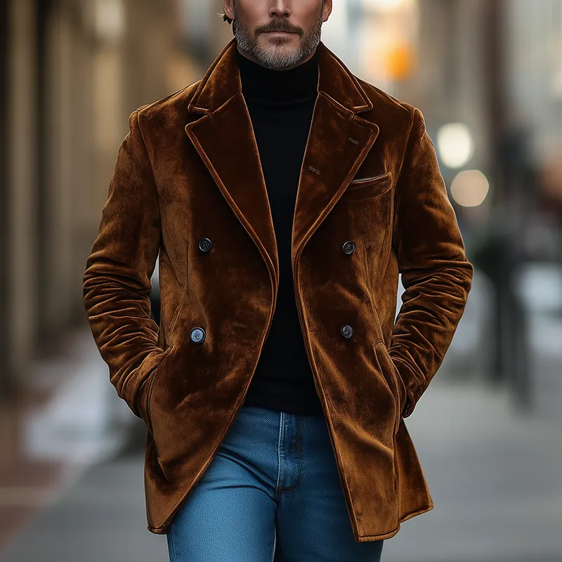 Men's Winter Retro Glossy Velvet Double-Breasted Warm Jacket MTA0442K1P sold by Manly product image thumbnail 2