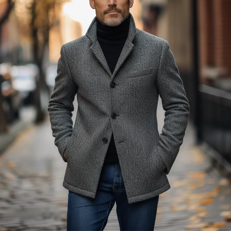 Men's Winter Retro Herringbone Faux Wool Jacket MTA0443K2P sold by Manly product image thumbnail 2