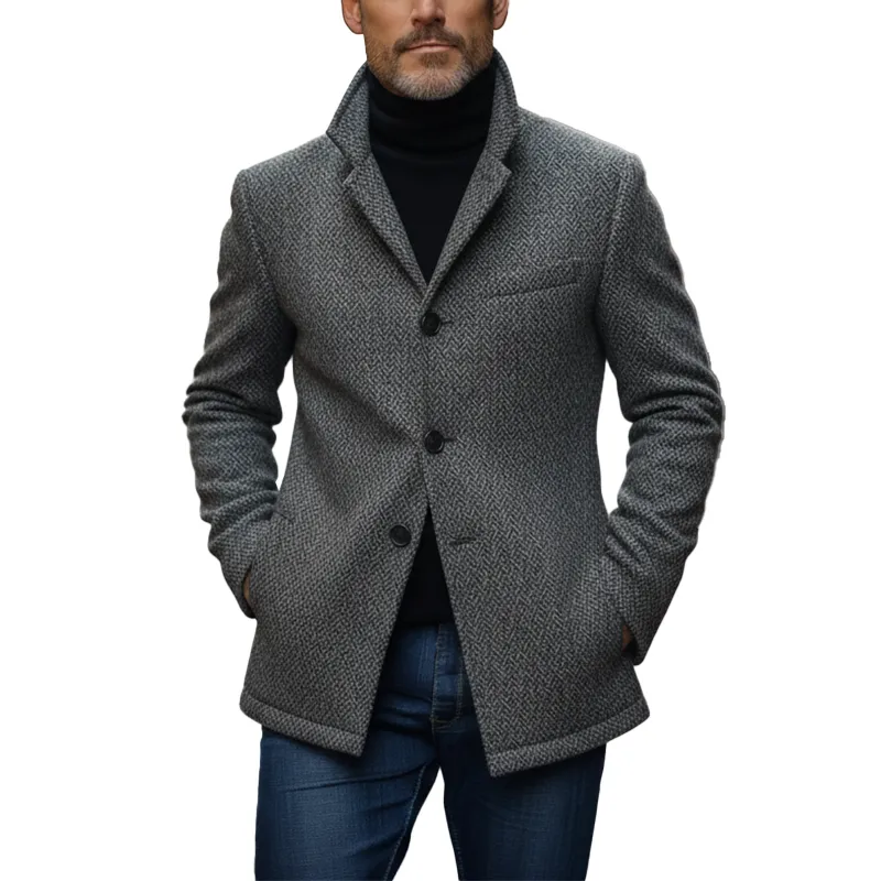 Men's Winter Retro Herringbone Faux Wool Jacket MTA0443K2P sold by Manly