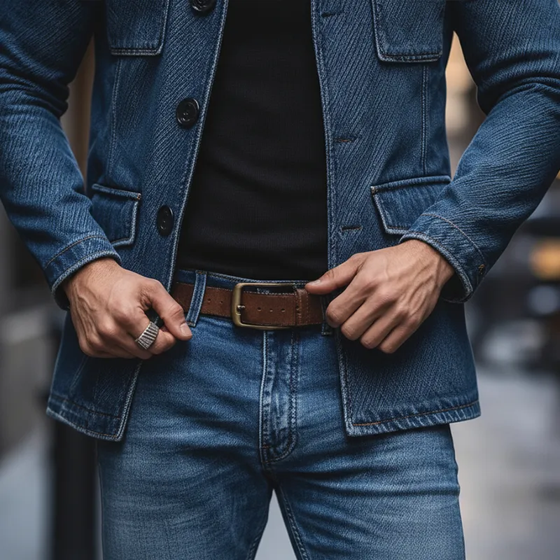 Men's Winter Retro Washed Textured Denim Jacket MTA0464K2P sold by Manly product image thumbnail 4