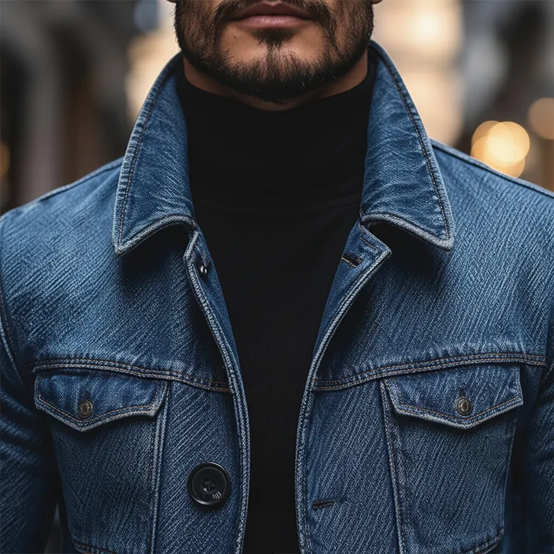 Men's Winter Retro Washed Textured Denim Jacket MTA0464K2P sold by Manly product image thumbnail 3