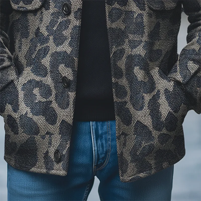 Men's Winter Retro Twill Faux Denim Stand Collar Jacket MTA0404K8P sold by Manly product image thumbnail 5