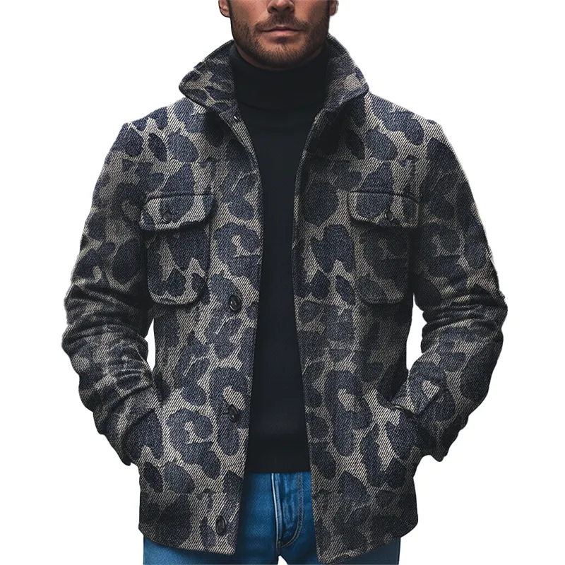 Men's Winter Retro Twill Faux Denim Stand Collar Jacket MTA0404K8P sold by Manly