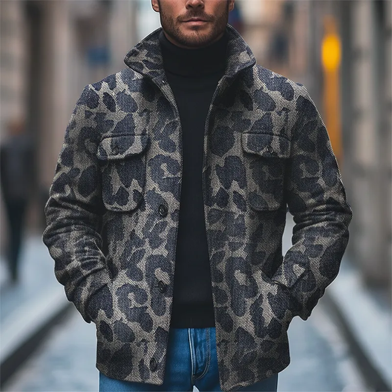 Men's Winter Retro Twill Faux Denim Stand Collar Jacket MTA0404K8P sold by Manly product image thumbnail 2