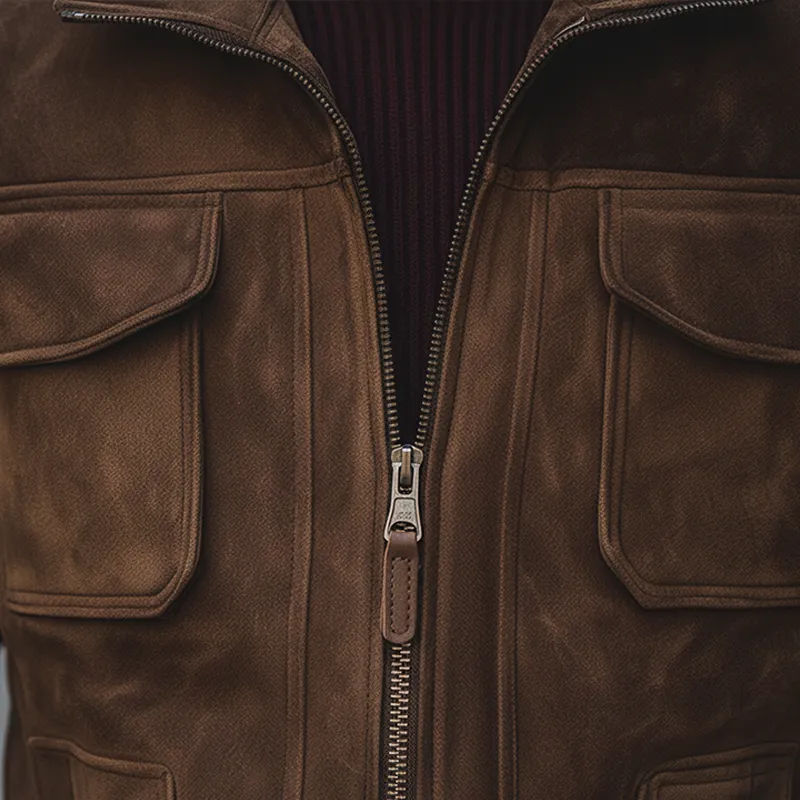 Men's Winter Retro Faux Suede Fleece Lined Lapel Zip-Up Jacket MTA0163K3P sold by Manly product image thumbnail 4