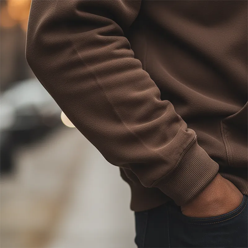 Men's Retro Minimalist Embroidered Fleece Half-Zip High Neck Sweatshirt MTA2713J5P sold by Manly product image thumbnail 5