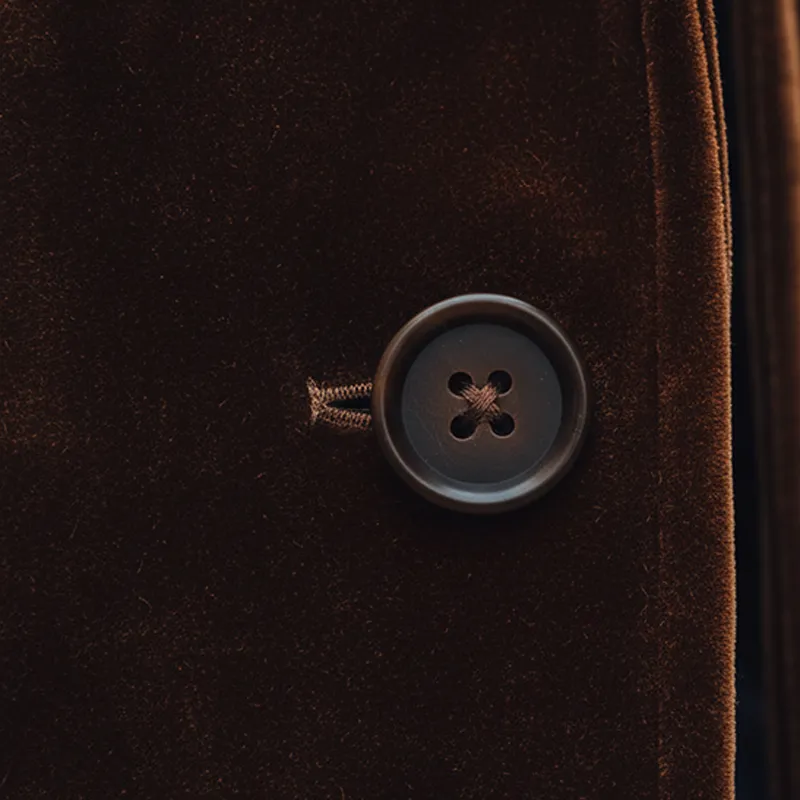 Men's Retro Simple Glossy Velvet Mid-Length Warm Coat MTA0407K4P sold by Manly product image thumbnail 5