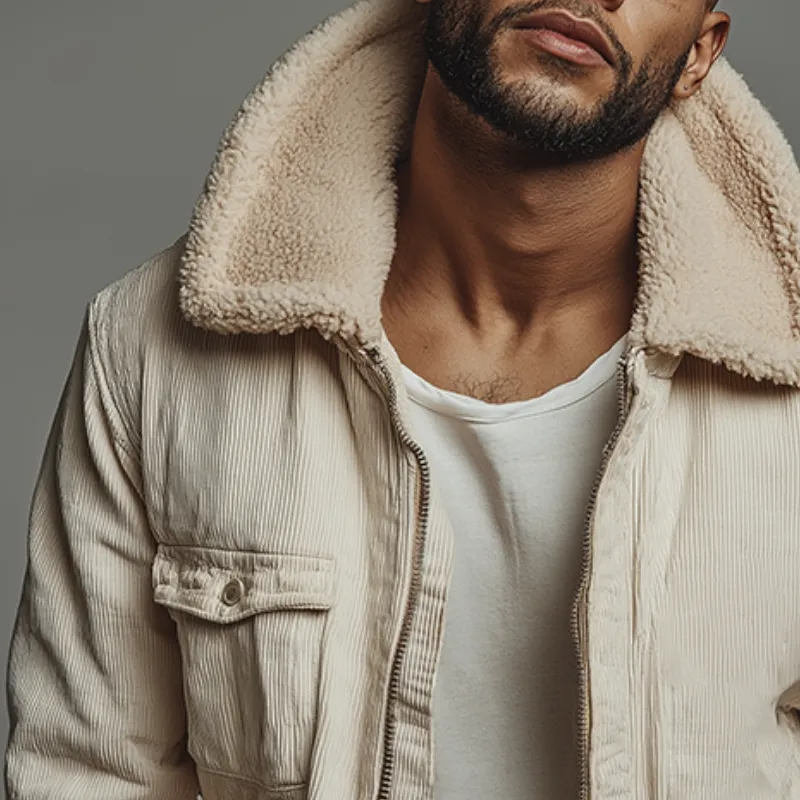 Men's Retro Casual Corduroy Fur Collar Zipper Jacket MTA3145J4TO sold by Manly product image thumbnail 3