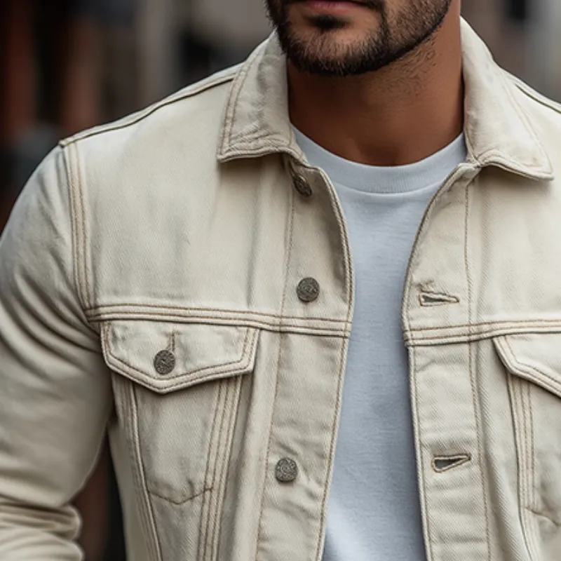 Men's Retro Casual Cotton Collar Button Jacket MTA3139J3TO sold by Manly product image thumbnail 3