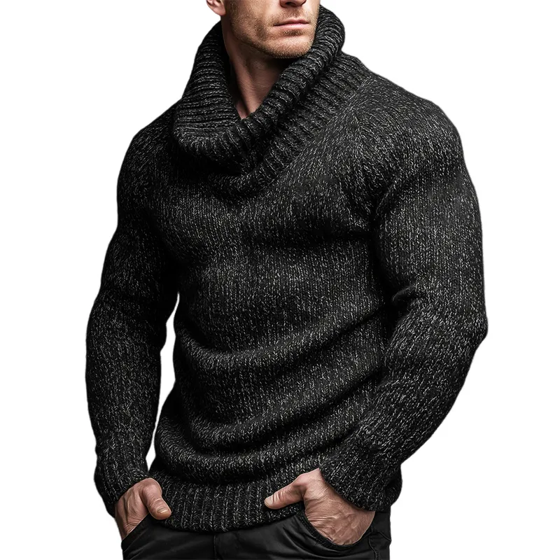 Men's Retro Casual High Neck Pullover Sweater MTA3154J5TO sold by Manly