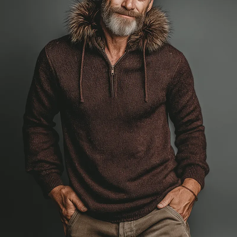 Men's Retro Casual Knitted Hooded Zipper Sweater MTA0133K9TO sold by Manly product image thumbnail 2