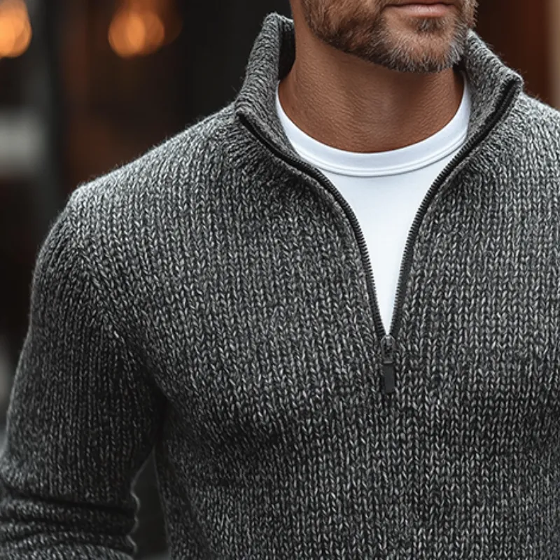 Men's Retro Casual Knitted Zipper Collar Sweater MTA0415K2TO sold by Manly product image thumbnail 3