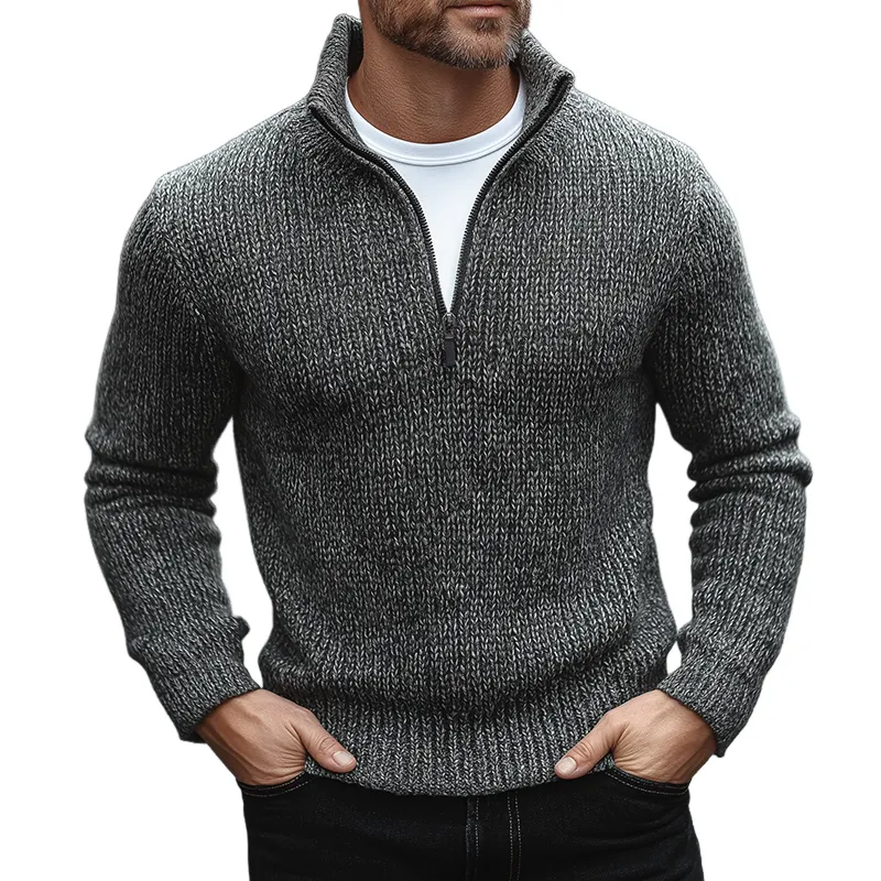 Men's Retro Casual Knitted Zipper Collar Sweater MTA0415K2TO sold by Manly