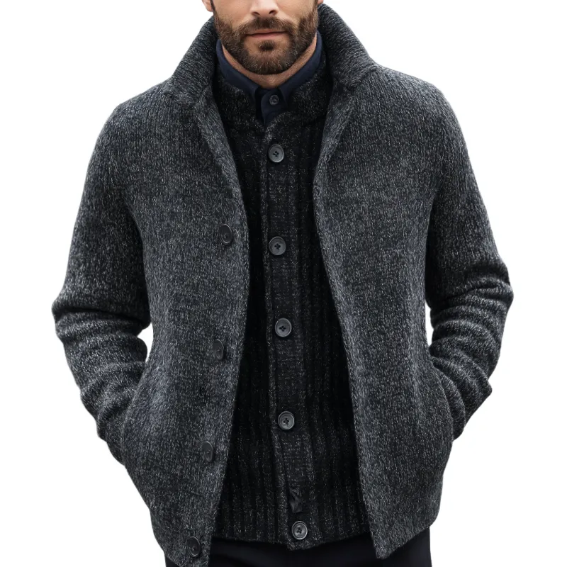 Men's Retro Casual Knitted Stand Collar Cardigan Jacket MTA0478K0TO sold by Manly