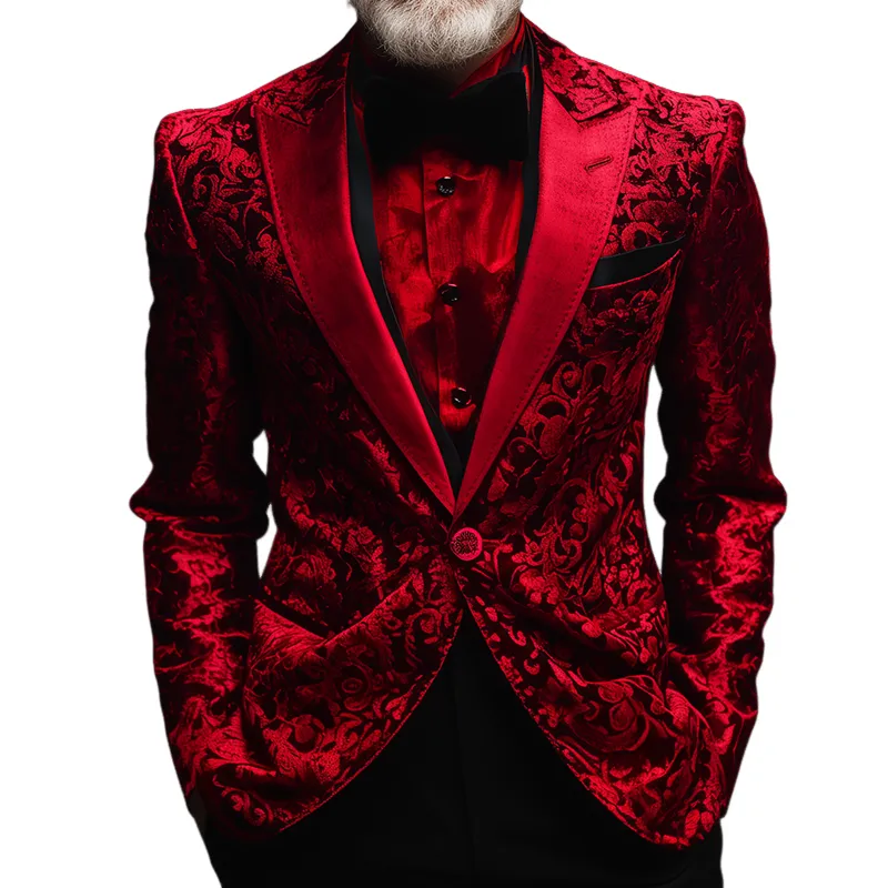 Men's Retro Casual Velvet Print Court Style Blazer MTA0446K6TO sold by Manly