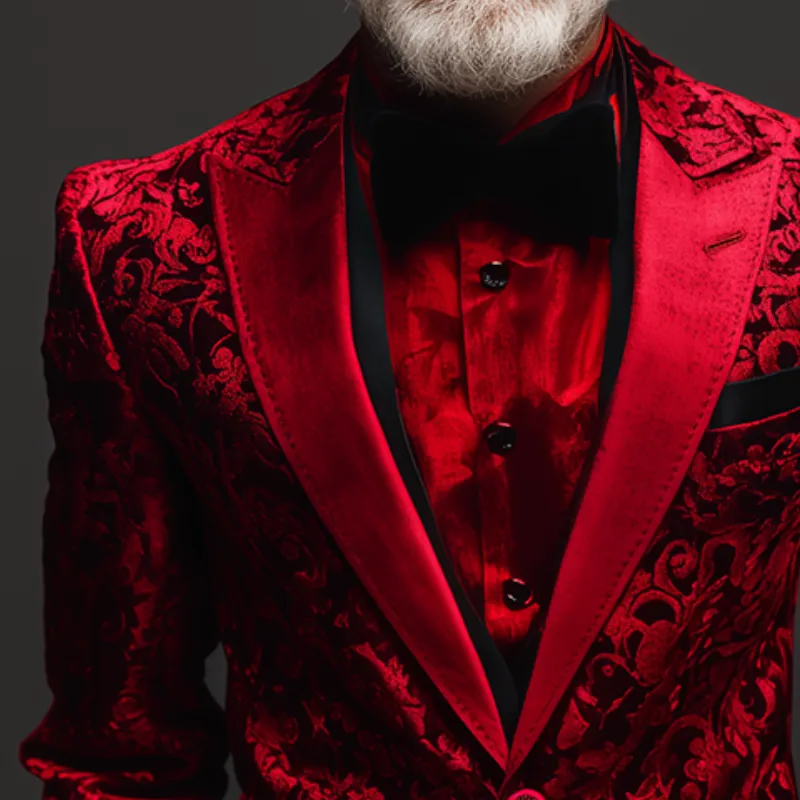 Men's Retro Casual Velvet Print Court Style Blazer MTA0446K6TO sold by Manly product image thumbnail 3