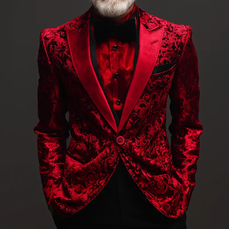 Men's Retro Casual Velvet Print Court Style Blazer MTA0446K6TO sold by Manly product image thumbnail 2