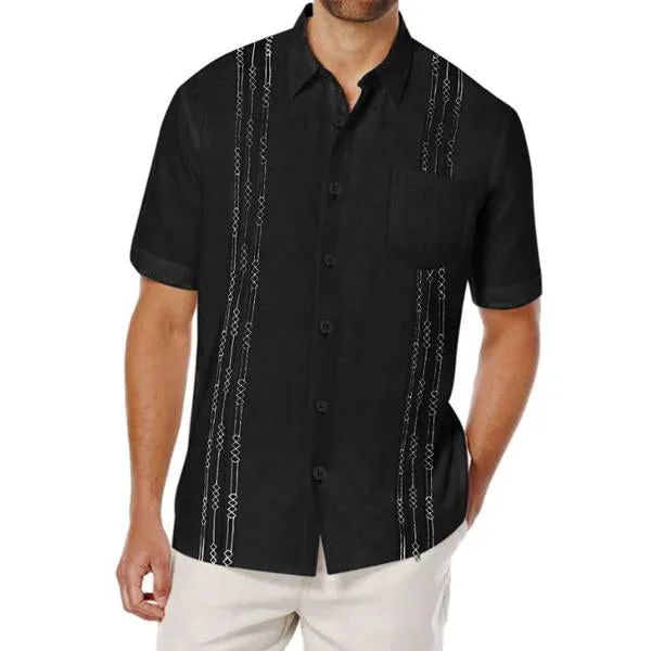Men's Summer Linen Embroidered Short Sleeve Shirt 57349423X sold by Manly product image thumbnail 5