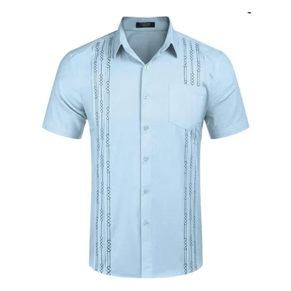 Men's Summer Linen Embroidered Short Sleeve Shirt 57349423X sold by Manly product image thumbnail 2