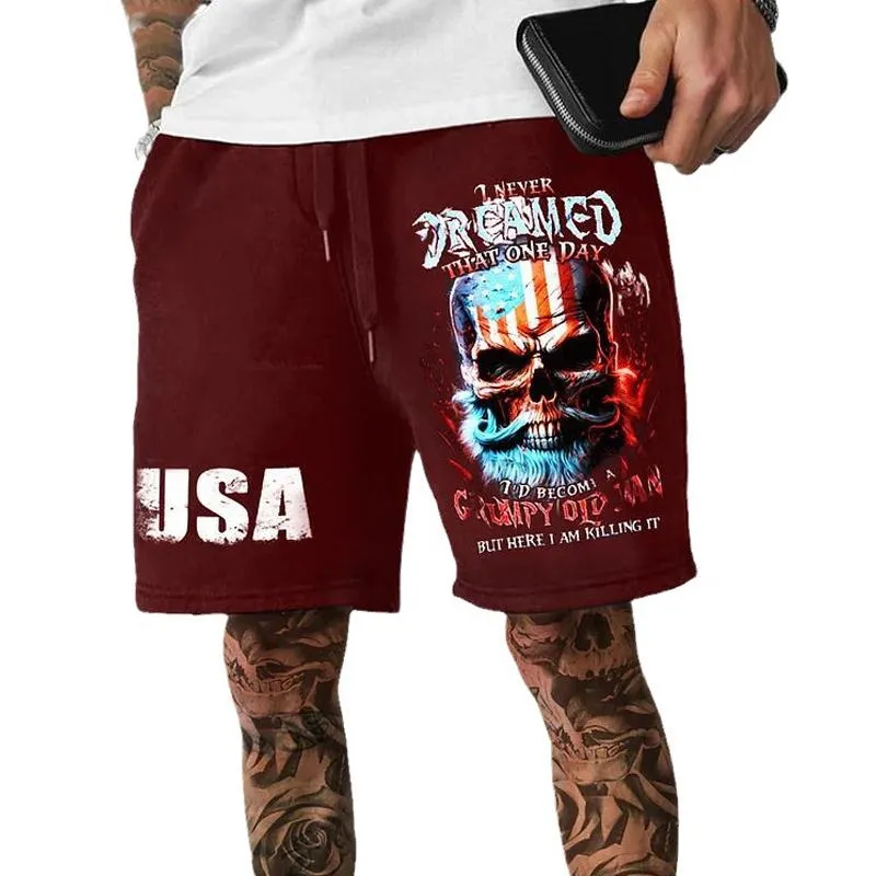 Men's Tooling Printed Sports Loose Wear-resistant Five-point Casual Pants 43208745X sold by Manly