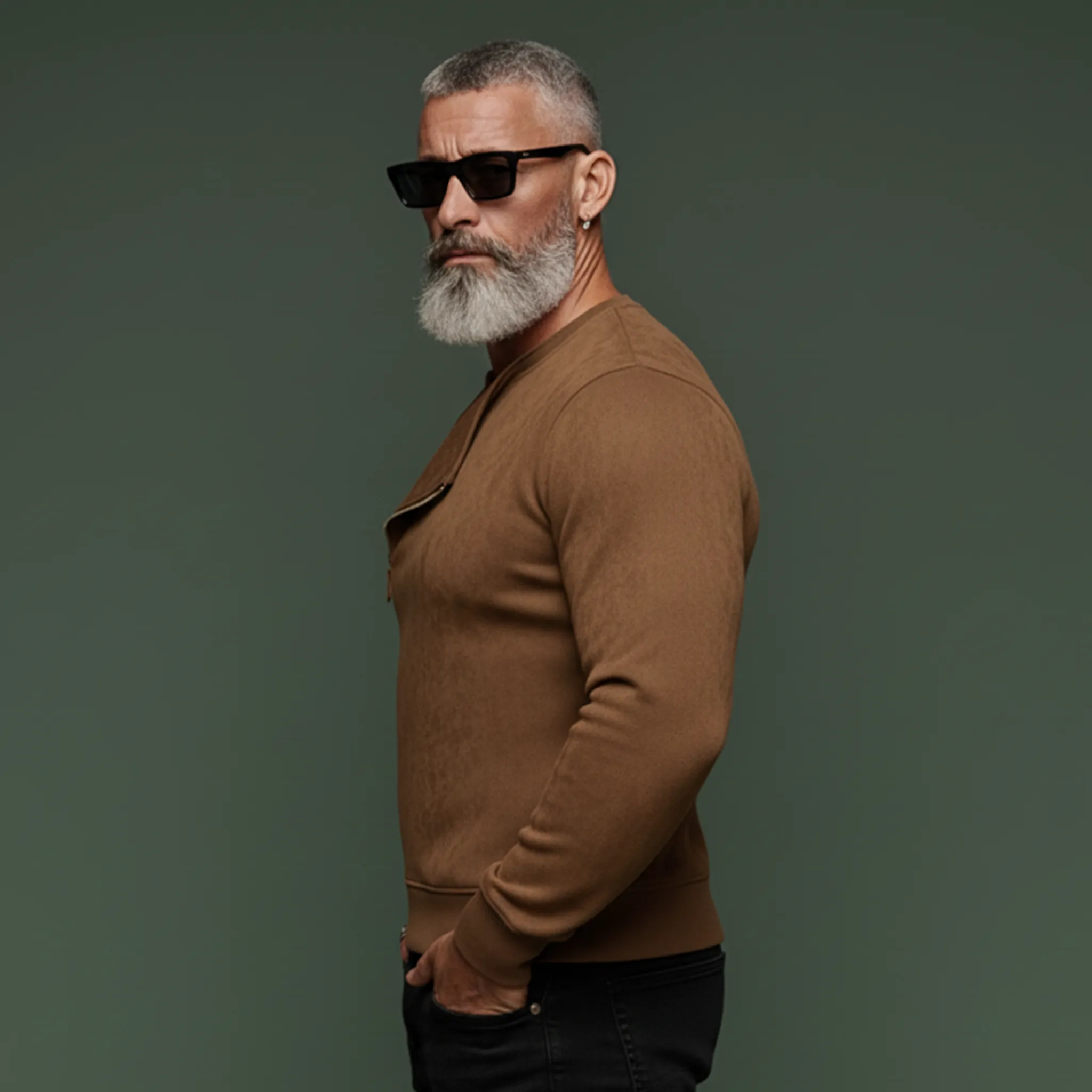 Men's Classic Casual Rugged Style Faux Suede Slim Fit Zip-up Sweatshirt MTA0874K0K sold by Manly product image thumbnail 3