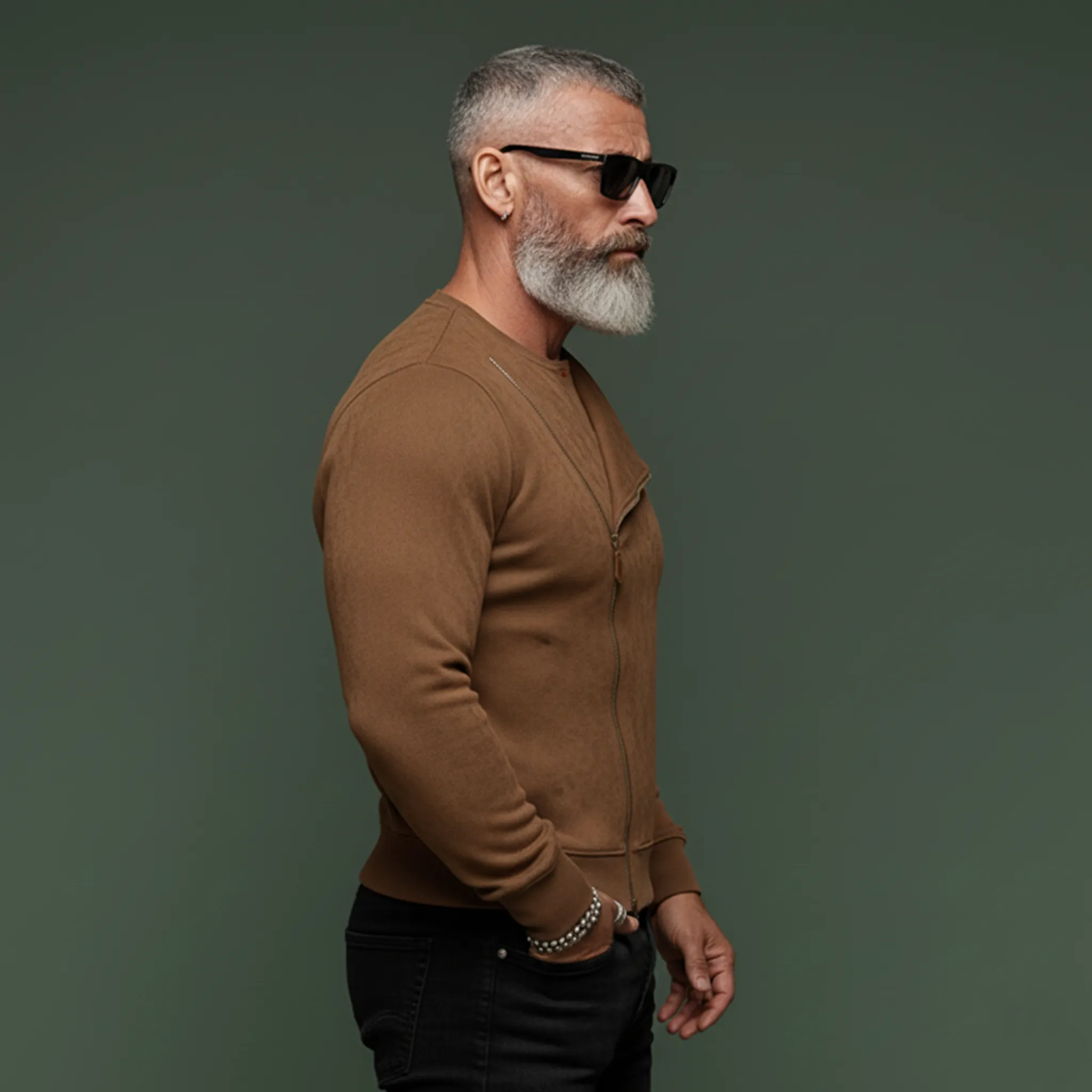 Men's Classic Casual Rugged Style Faux Suede Slim Fit Zip-up Sweatshirt MTA0874K0K sold by Manly product image thumbnail 5