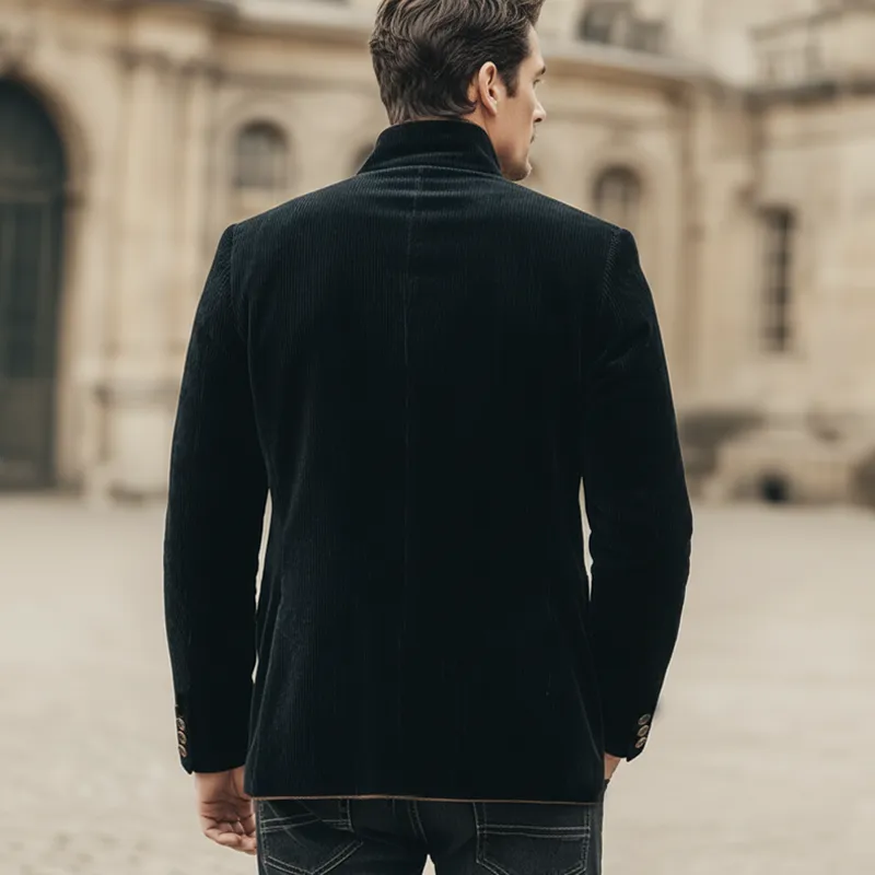 Men's Classic Corduroy Stand Collar Multi-Button Jacket MTA0860K3U sold by Manly product image thumbnail 4