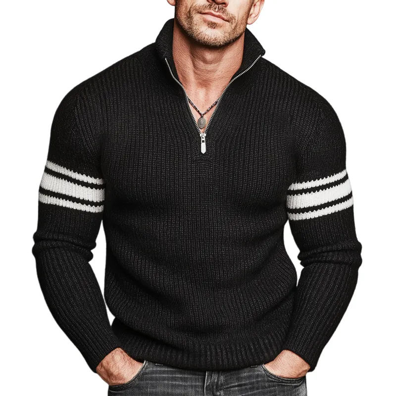 Men's Classic Quarter Zip Stand Collar Slim Fit Sweater MTA0867K0U sold by Manly