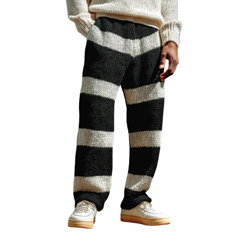 Men's Classic Striped Color-blocked Knit Trousers MTA0893K8U sold by Manly