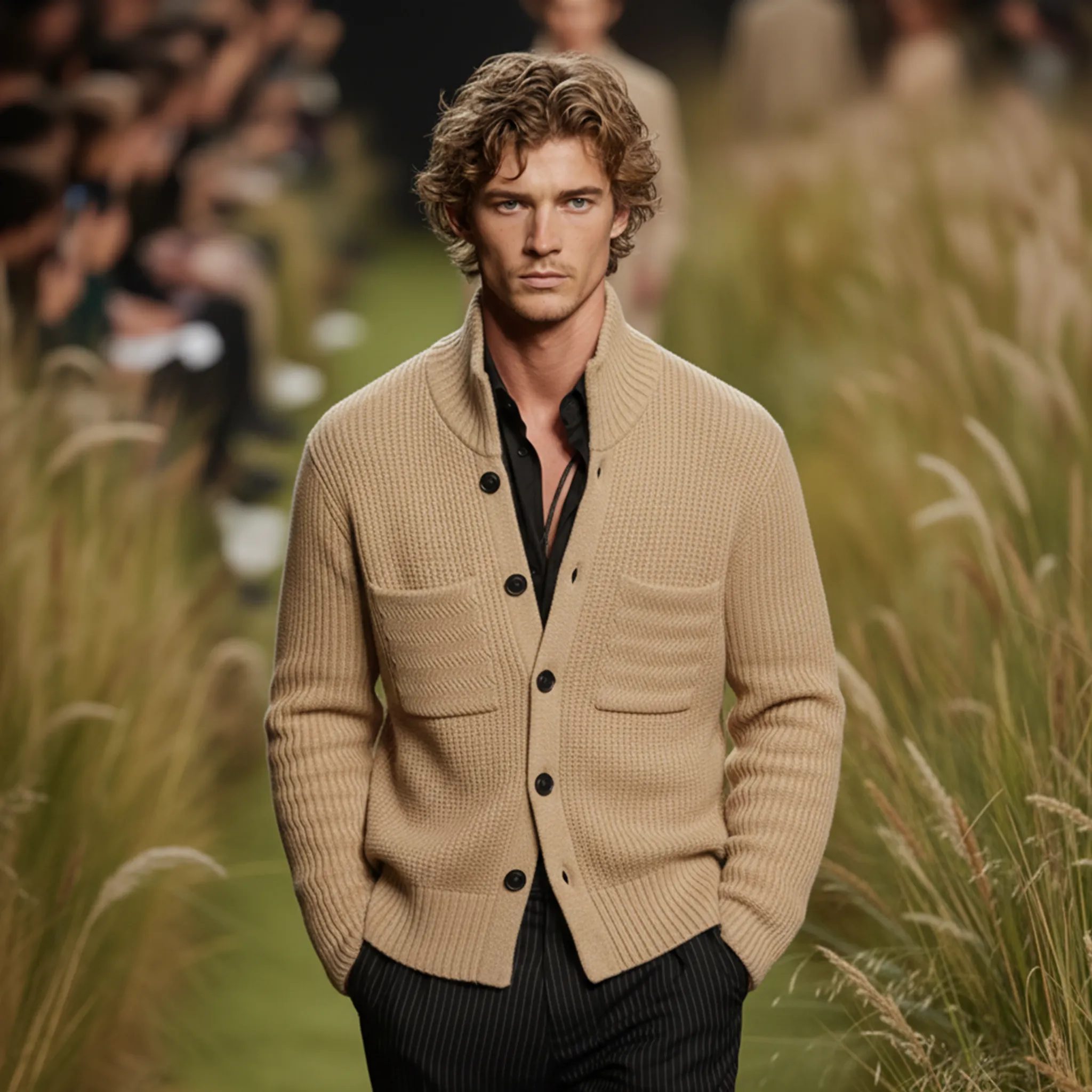 Men's Classic Casual Stand Collar Button-Up Cardigan MTA0824K1K sold by Manly product image thumbnail 3