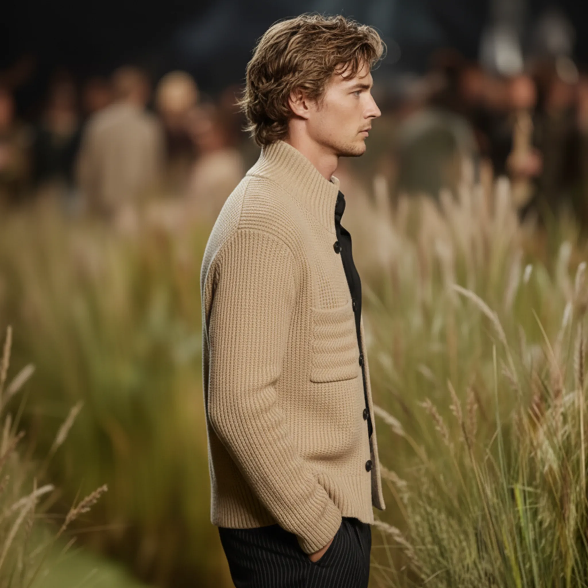 Men's Classic Casual Stand Collar Button-Up Cardigan MTA0824K1K sold by Manly product image thumbnail 4