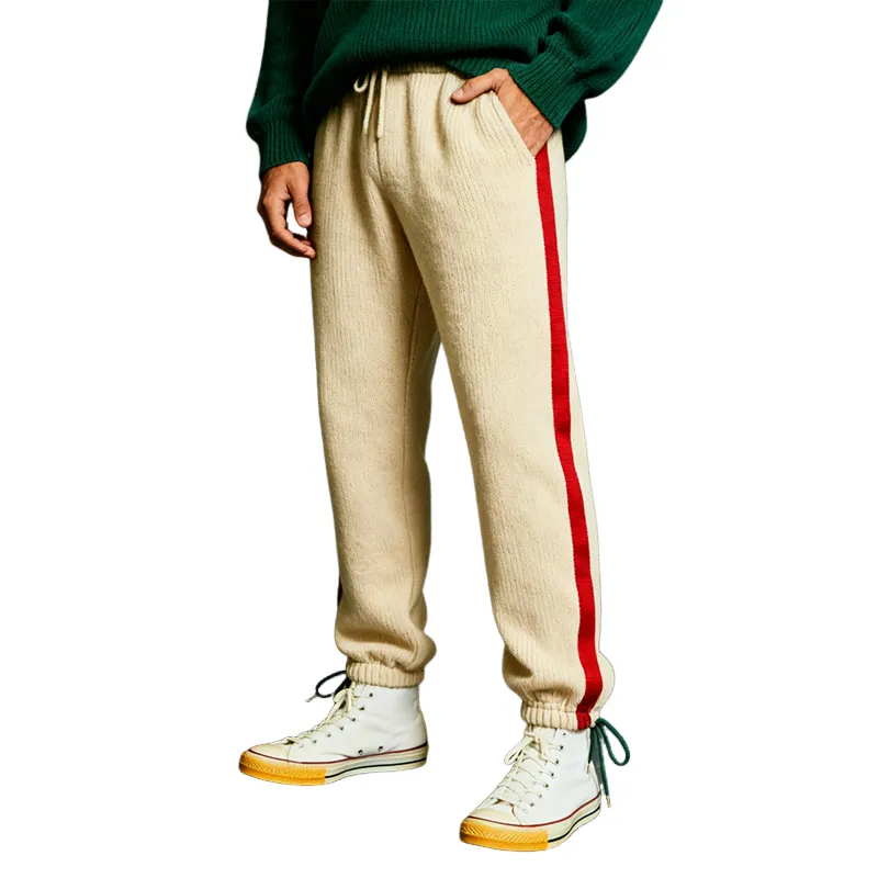 Men's Retro Casual Striped Knit Color Block Drawstring Pants MTA0652K2TO sold by Manly