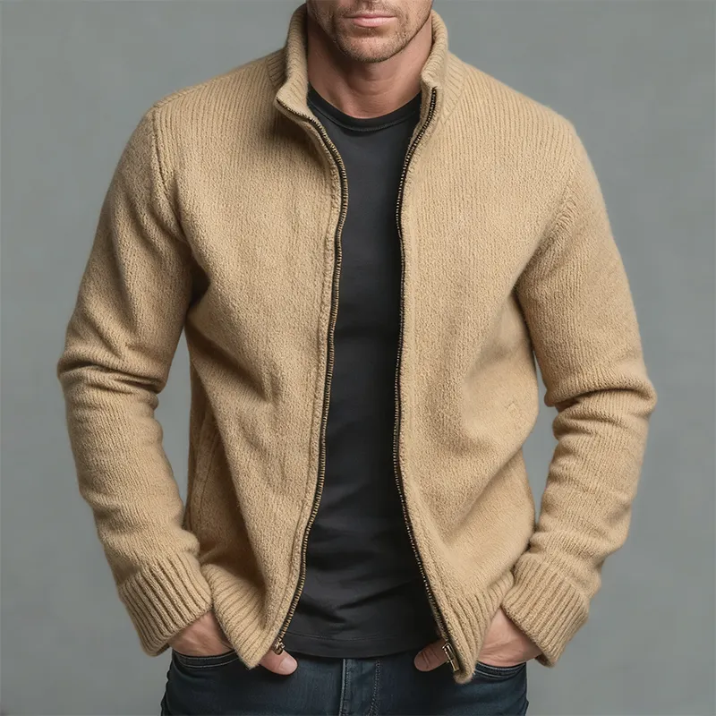 Men's Retro Casual Knitted Stand Collar Zipper Cardigan Jacket MTA0638K7TO sold by Manly product image thumbnail 2