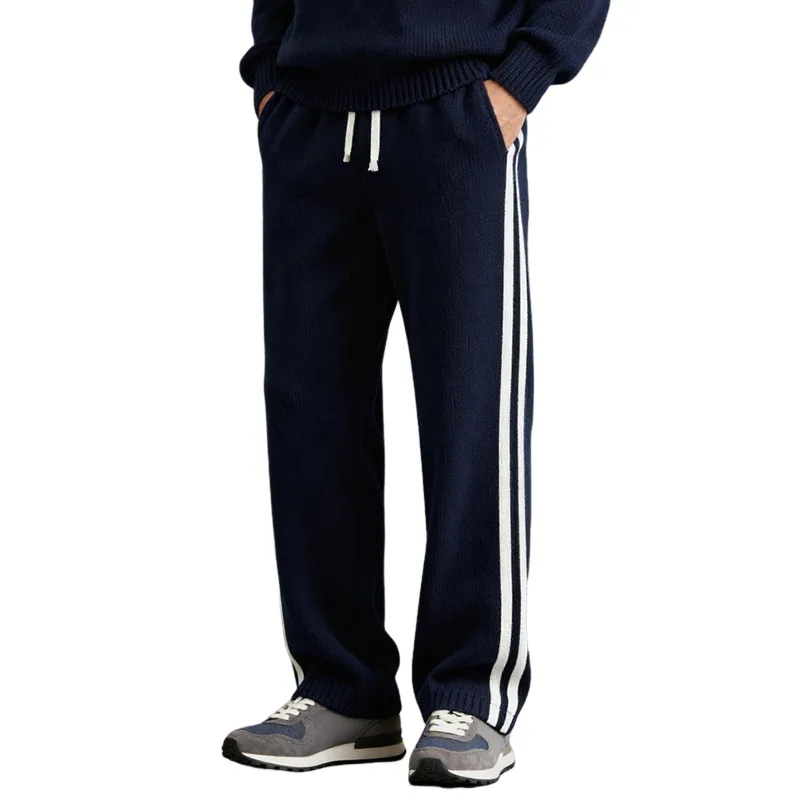 Men's Retro Casual Color Block Striped Knit Straight Leg Pants MTA0639K3TO sold by Manly