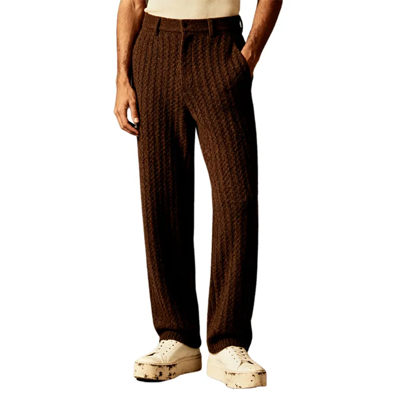 Men's Retro Casual Cable Knit Straight Leg Business Pants MTA0631K2TO sold by Manly