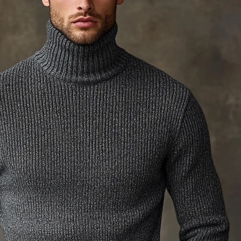 Men's Solid Color Turtleneck Knitted Long-sleeved Sweater MTA0752K7X sold by Manly product image thumbnail 3