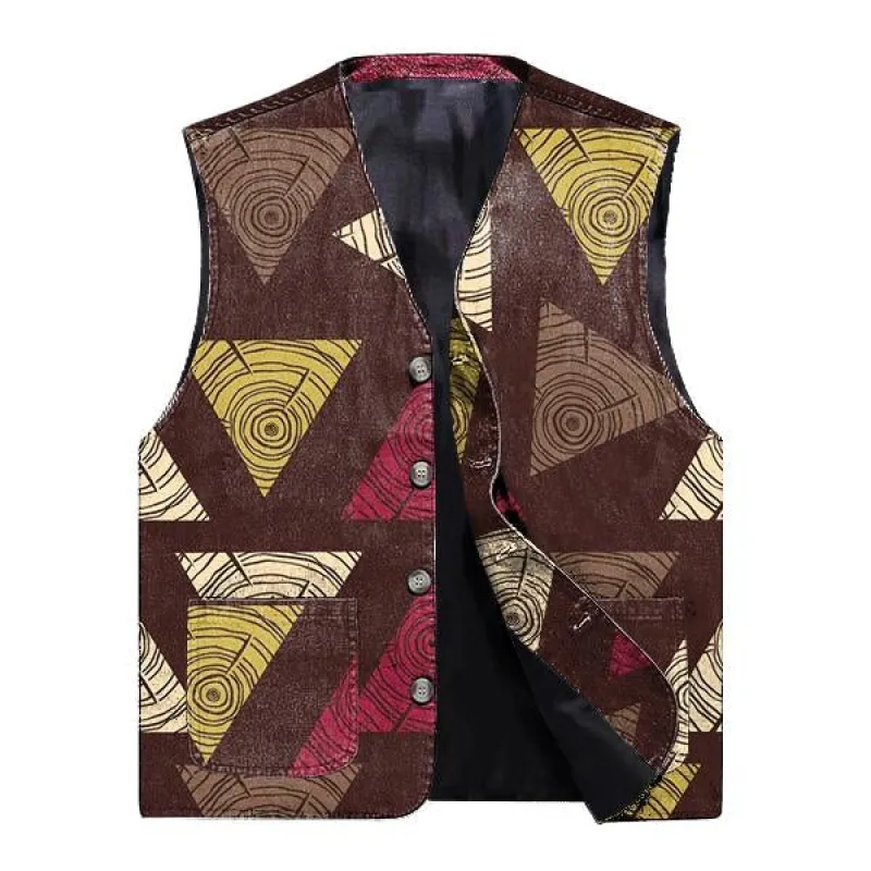 Men's Vintage Geometric Print V-Neck Vest 29490925X sold by Manly