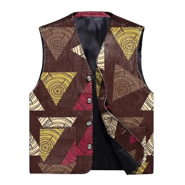 Men's Vintage Geometric Print V-Neck Vest 29490925X sold by Manly