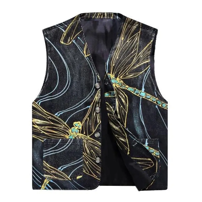 Men's Vintage Dragonfly Print V-Neck Vest 81256459X sold by Manly