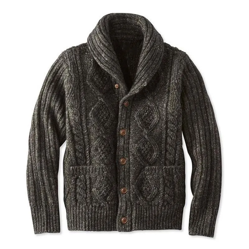 Men's Vintage Cable Lapel Single Breasted Knitted Cardigan 49152247M sold by Manly