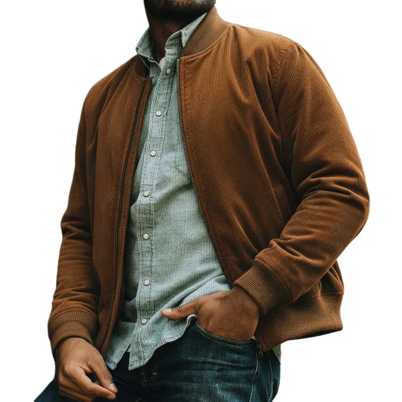 Men's Classic Caramel Corduroy Zip-Up Jacket MTA0607K9U sold by Manly