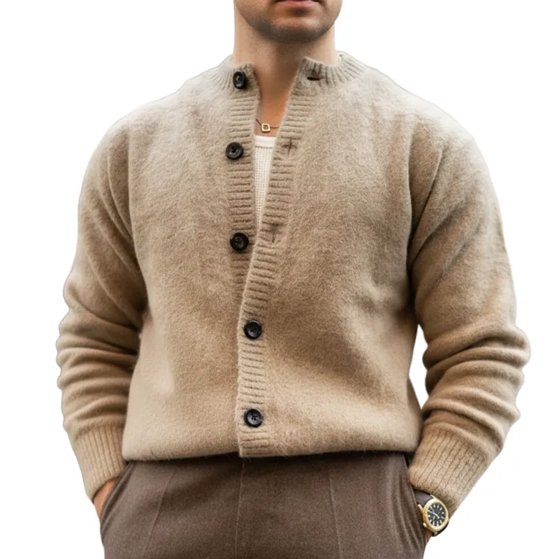 Men's Classic Business Camel Button-Down Knit Cardigan MTA0773K2U sold by Manly