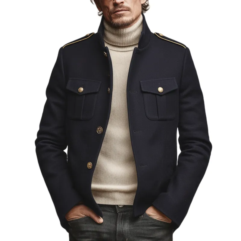 Men's Classic Retro Stand-up Collar Faux Suede Jacket MTA0757K2K sold by Manly