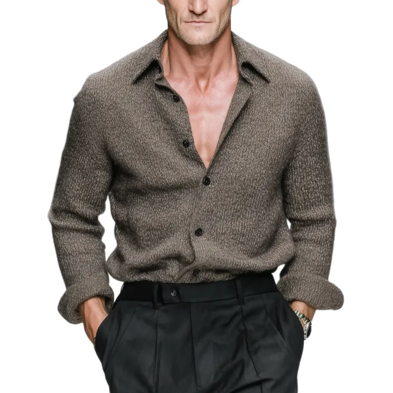 Men's Classic Casual And Business Knitted Long-sleeved Shirt MTA0754K4K sold by Manly