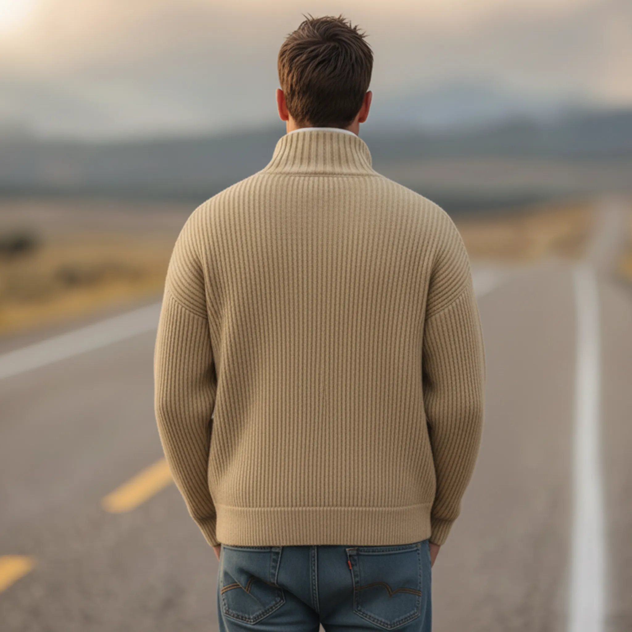 Men's Classic Retro Stand-up Collar Single-breasted Knit Cardigan MTA0714K1K sold by Manly product image thumbnail 5