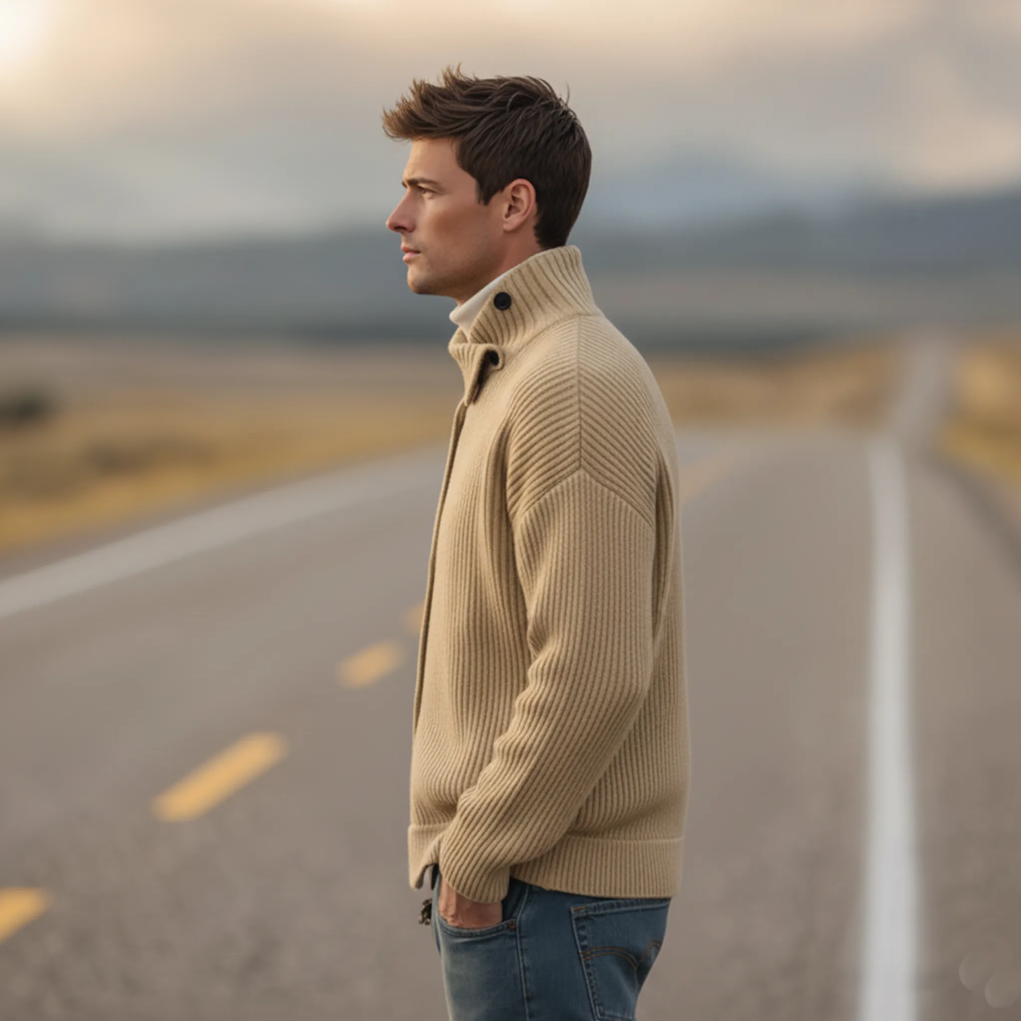 Men's Classic Retro Stand-up Collar Single-breasted Knit Cardigan MTA0714K1K sold by Manly product image thumbnail 4