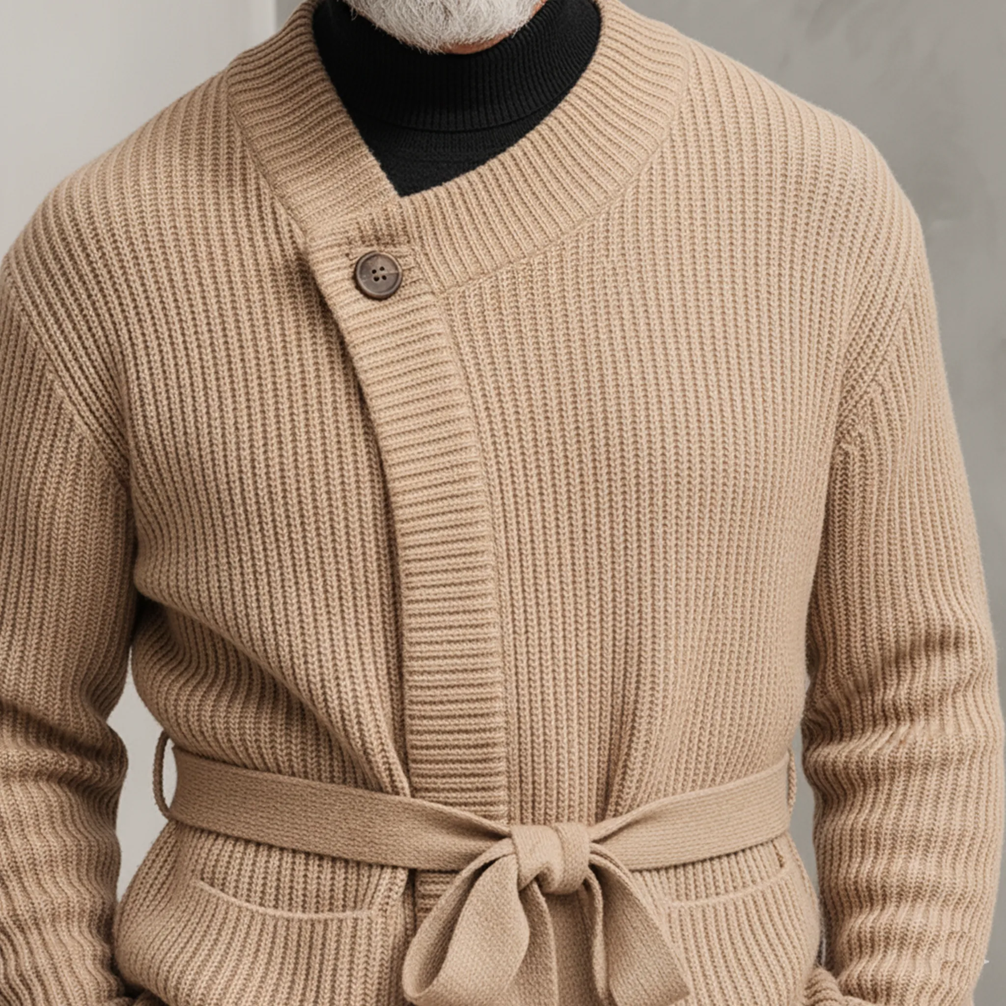 Men's Classic Retro Diagonal Placket Belted Knit Cardigan MTA0729K0K sold by Manly product image thumbnail 5