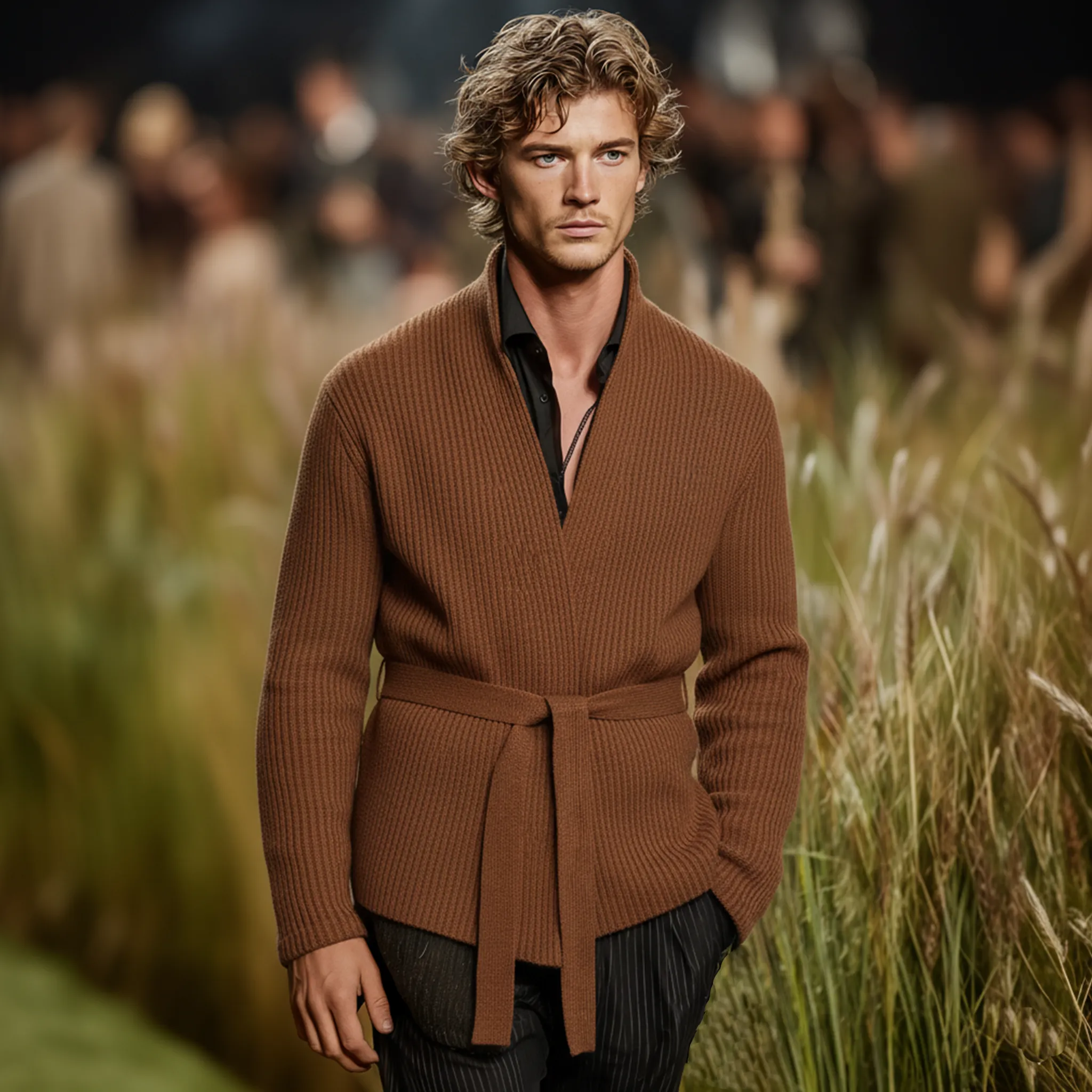 Men's Classic Retro Belted Knit Cardigan MTA0701K2K sold by Manly product image thumbnail 2