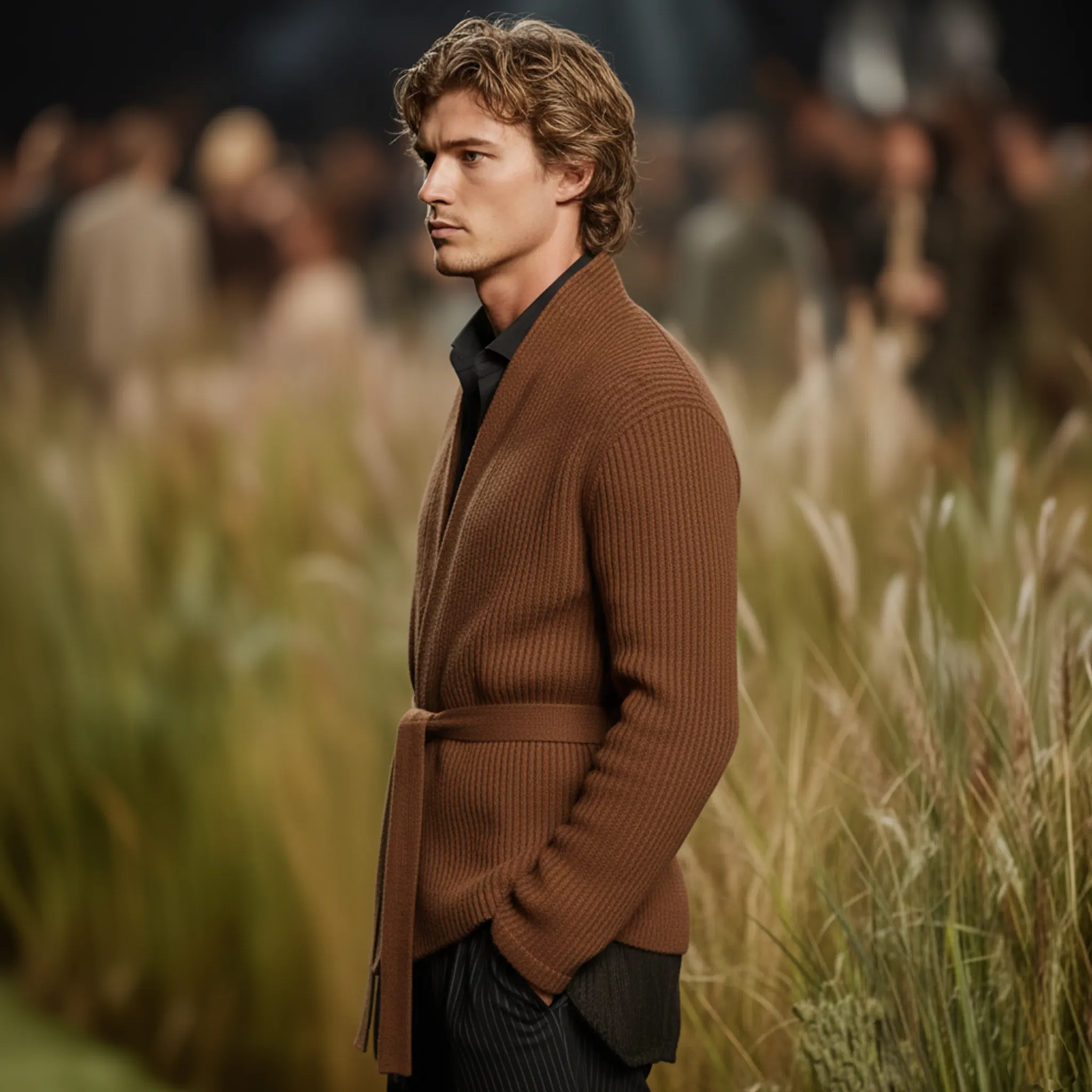 Men's Classic Retro Belted Knit Cardigan MTA0701K2K sold by Manly product image thumbnail 3