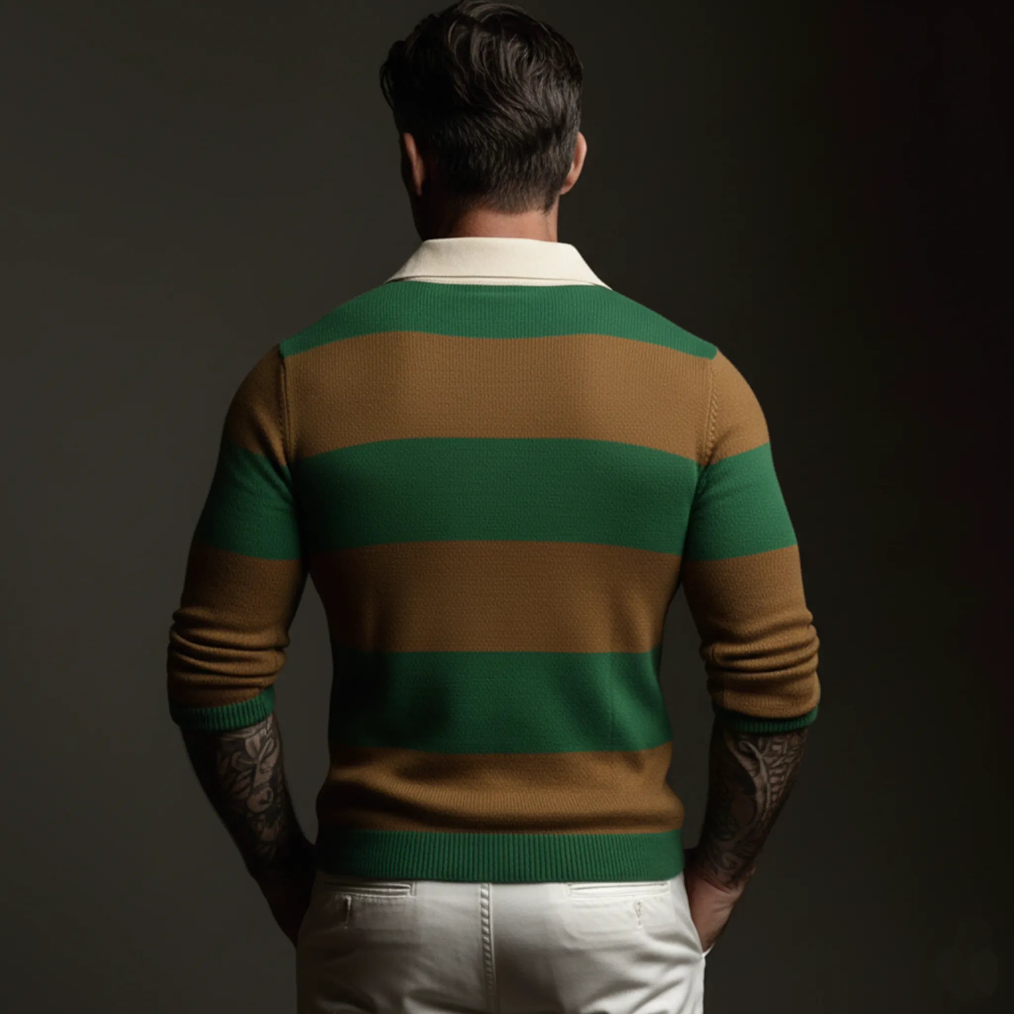 Men's Classic Casual Color-blocked Striped Slim Fit Sweater MTA0734K8K sold by Manly product image thumbnail 4